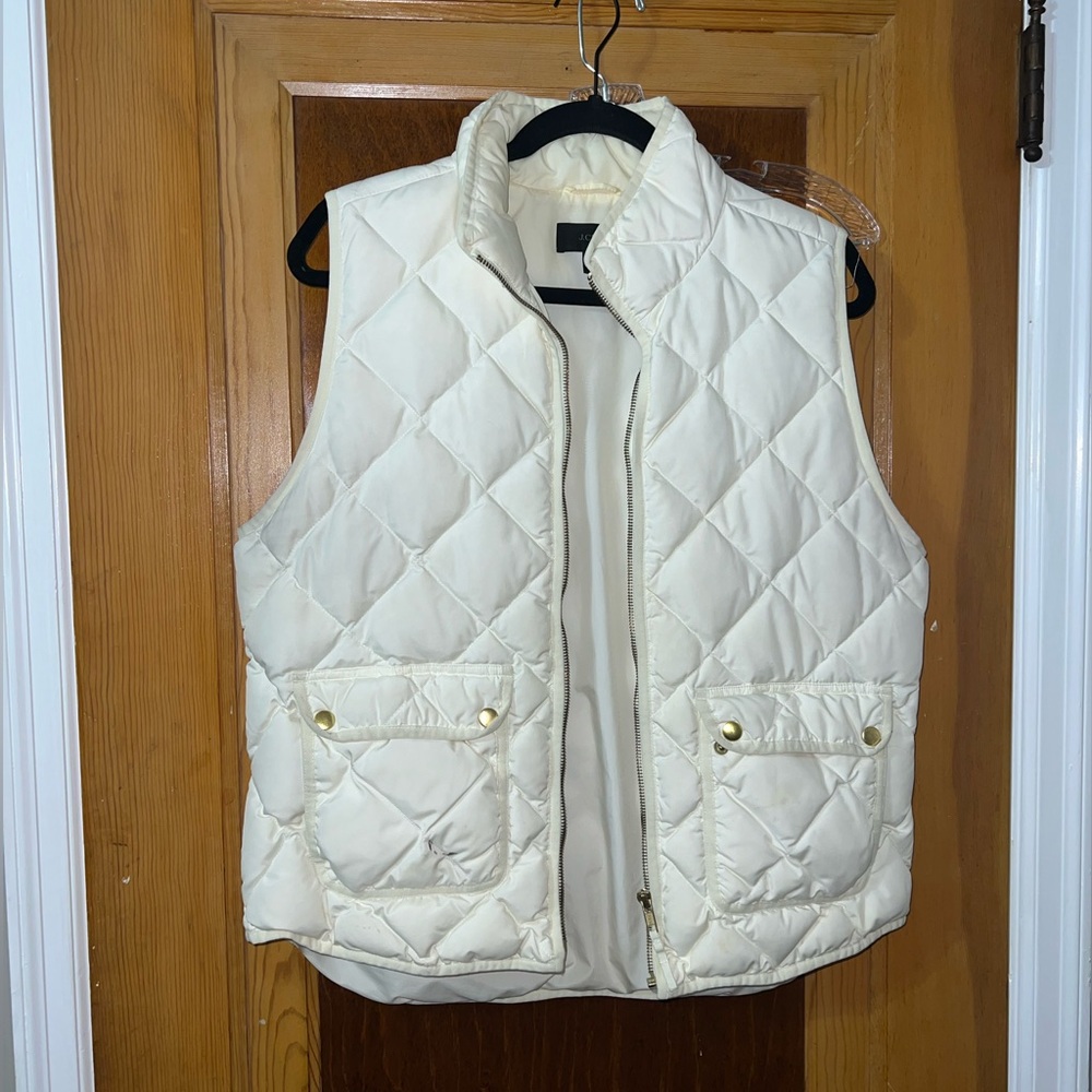 JCrew white quilted vest